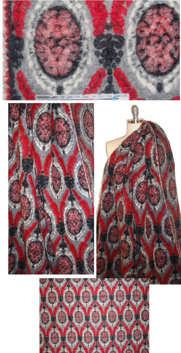 Italian red/gray medallion boiled wool fleece