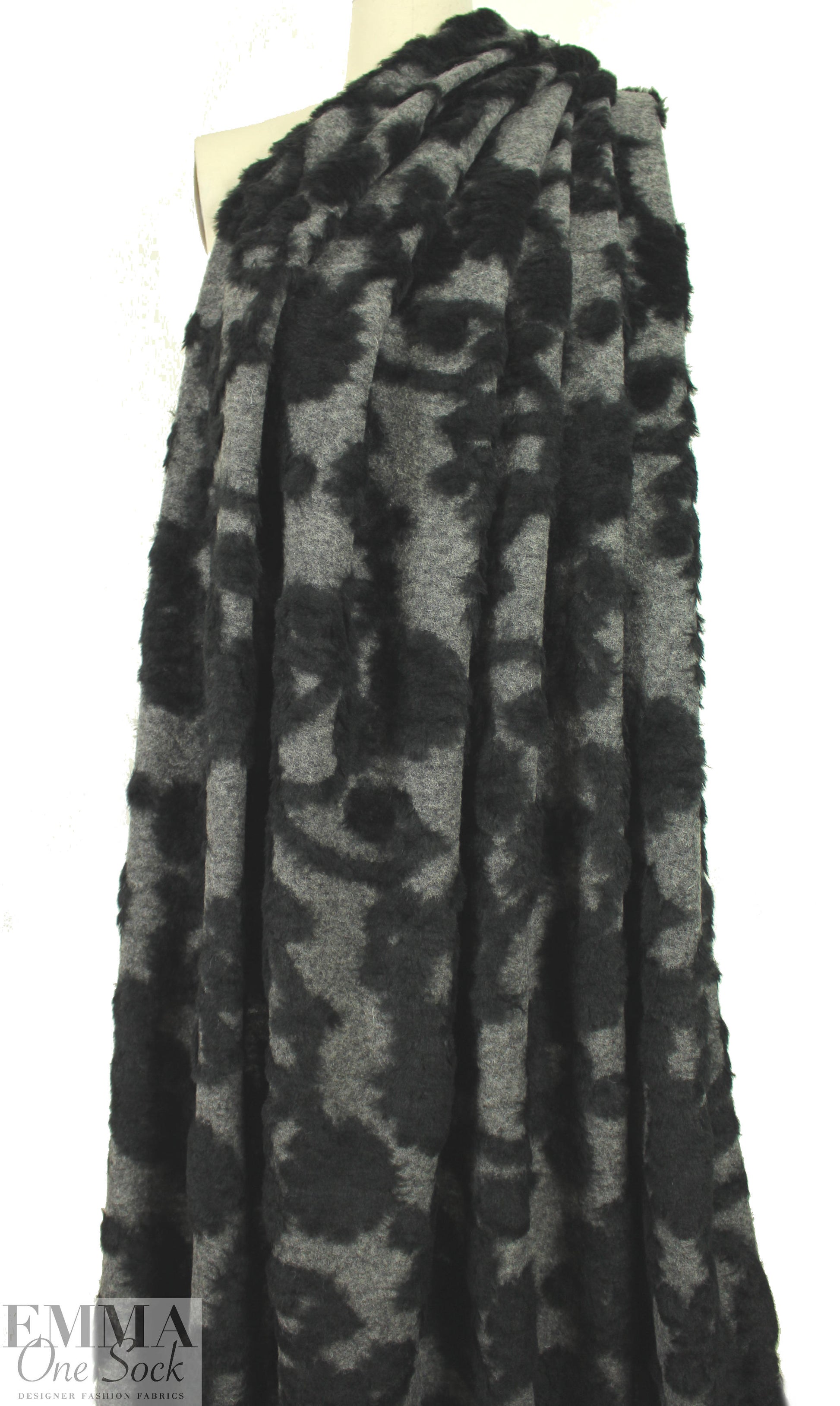 Italian black/gray lattice fluff wool fleece
