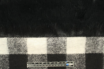 Italian banded faux fur/checkered plaid coating
