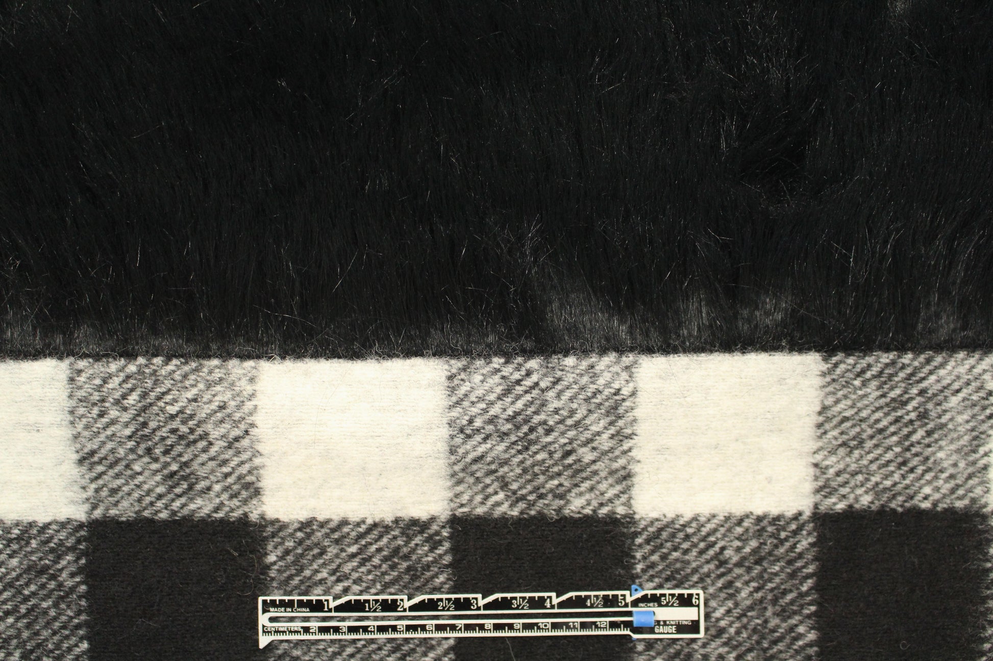 Italian banded faux fur/checkered plaid coating 1.625 yd