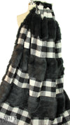 Italian banded faux fur/checkered plaid coating