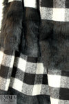 Italian banded faux fur/checkered plaid coating 1.625 yd