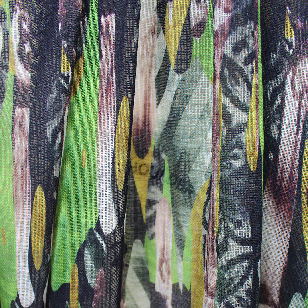 Italian 'forest veil' printed wool/cashmere/silk gauze 1.125 yd