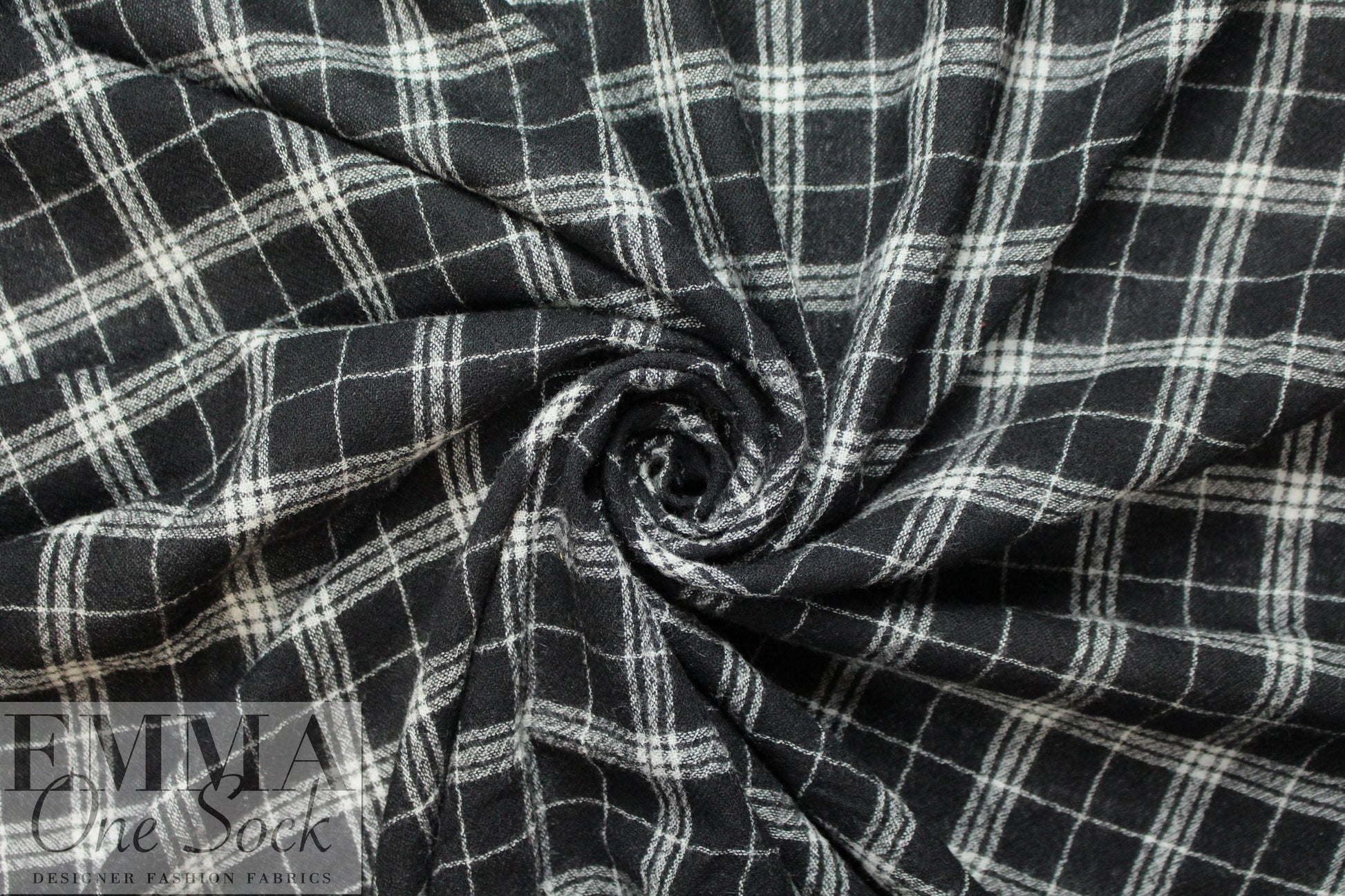 Japanese yarn dyed plaid wool gauze - black/white 1.625 yd