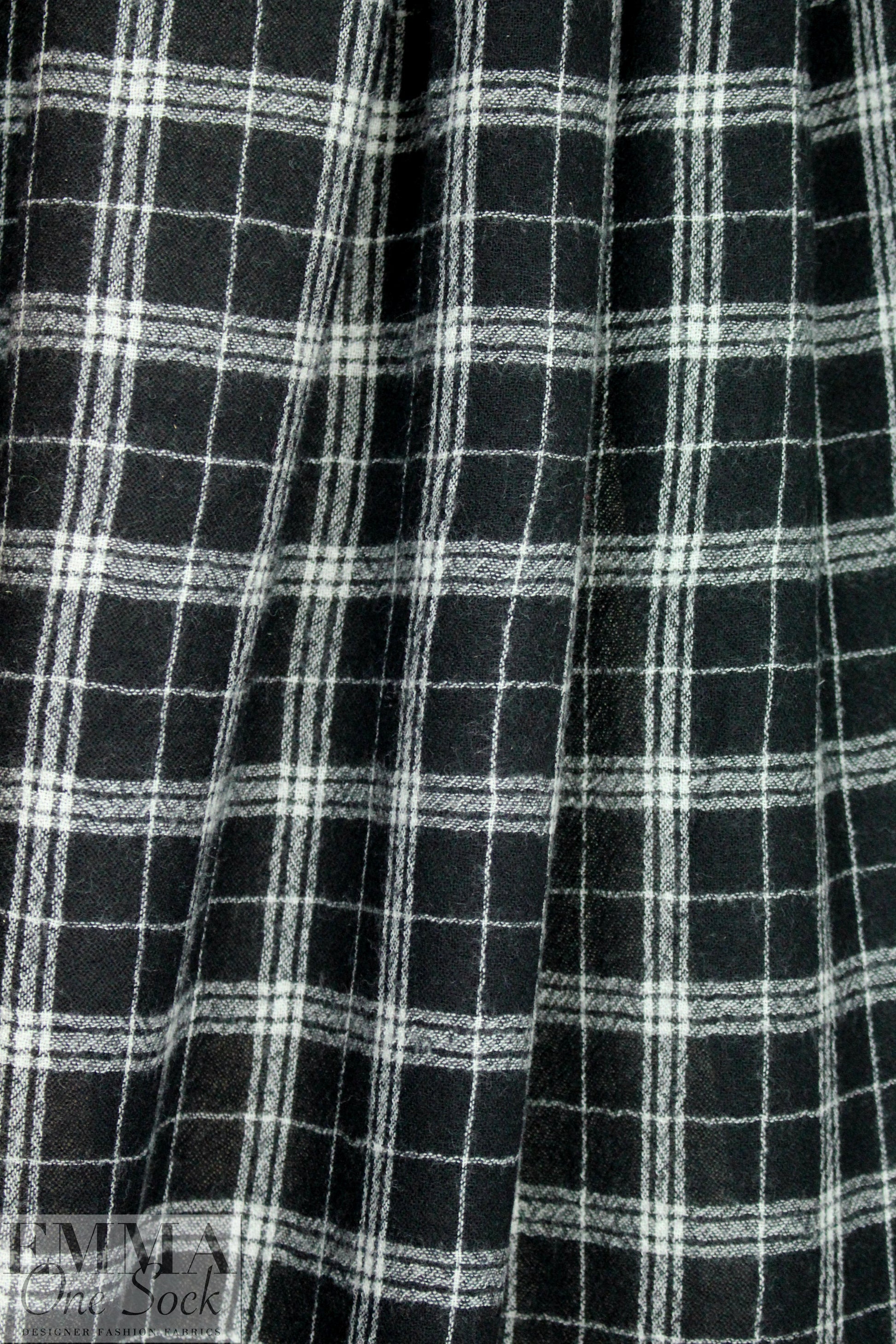Japanese yarn dyed plaid wool gauze - black/white