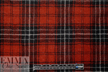 Japanese yarn dyed plaid wool gauze - black/red