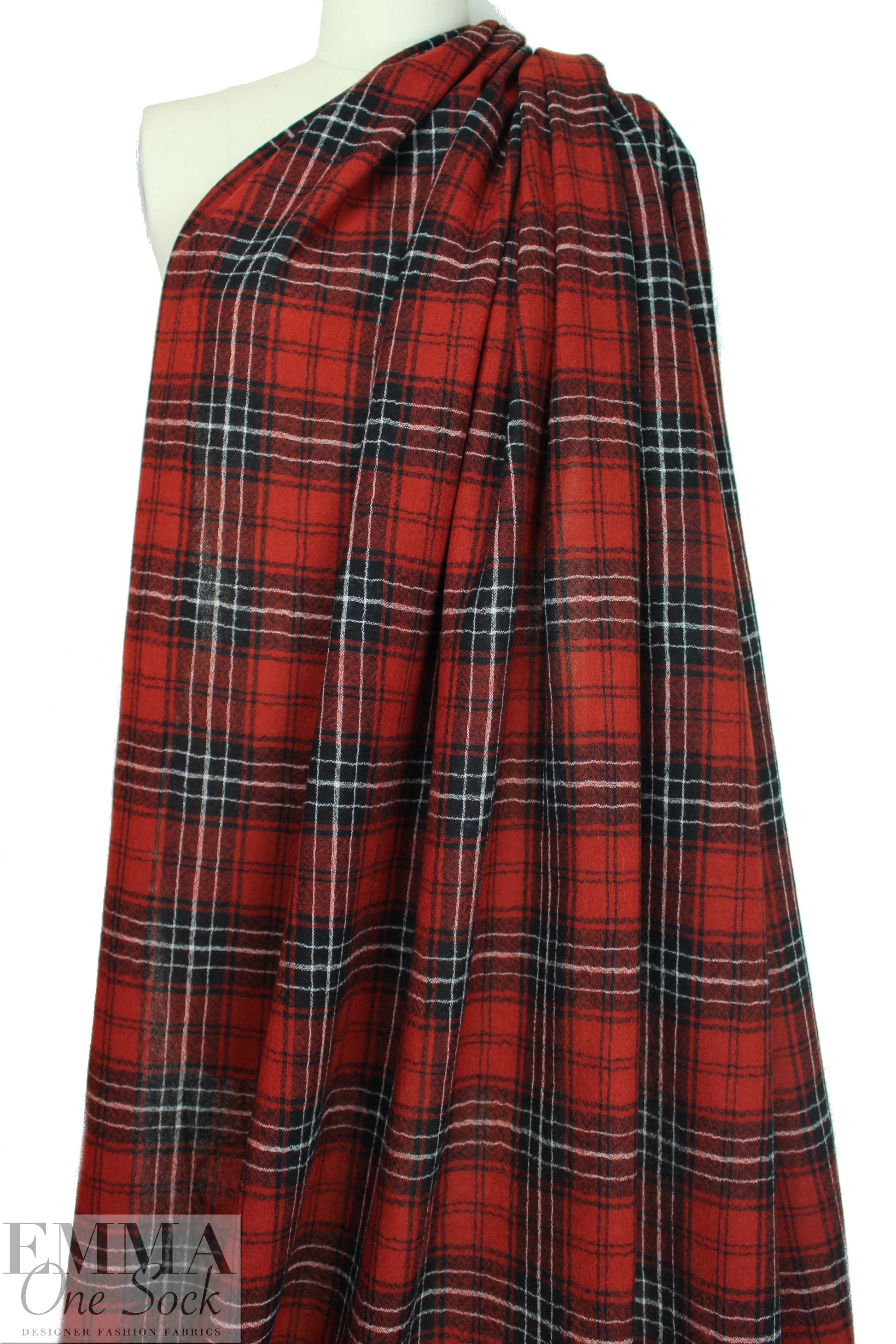 Japanese yarn dyed plaid wool gauze - black/red