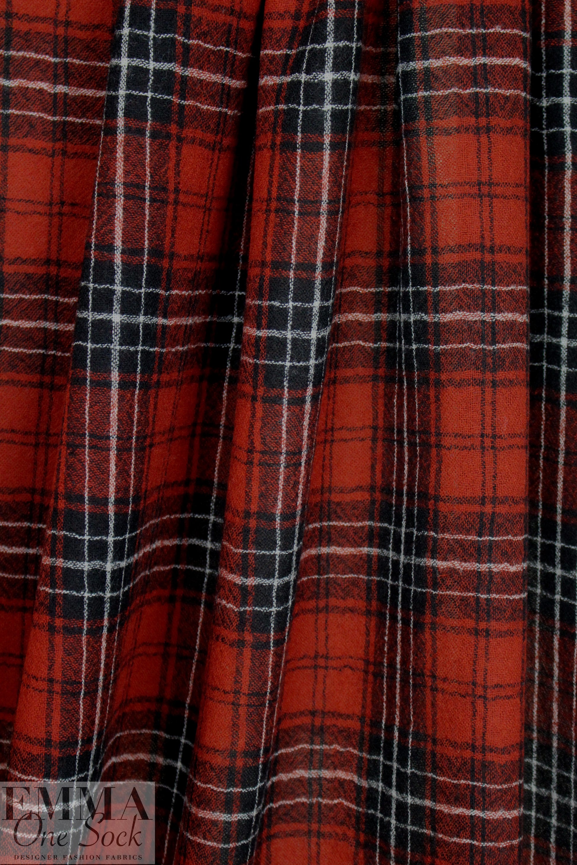 Japanese yarn dyed plaid wool gauze - black/red