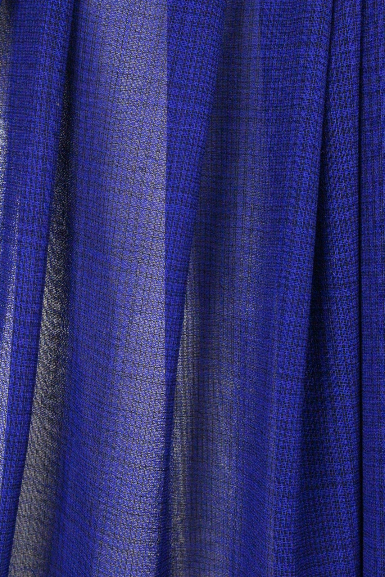 Italian yarn dyed subtle plaid wool gauze - black/blue