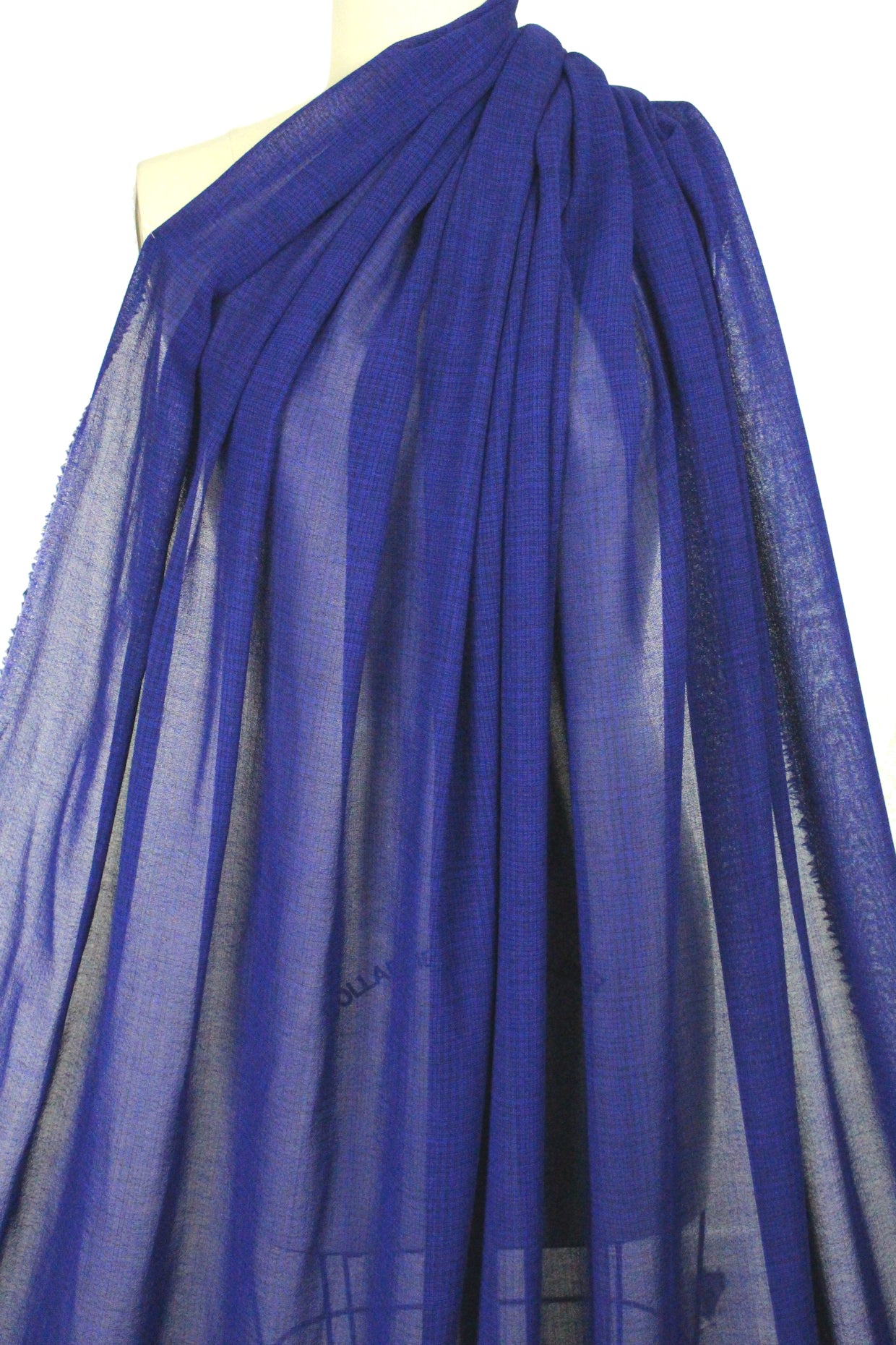 Italian yarn dyed subtle plaid wool gauze - black/blue