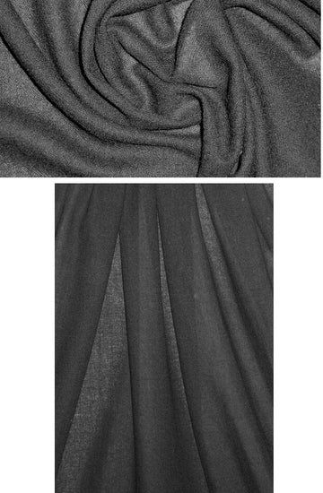 The0ry wool gauze - black herringbone weave 1.875 yd