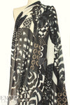 Italian printed wool/viscose gauze - off black/cafe' graphic
