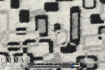 Italian black/gray mod graphic textured wool fleece 1 yard