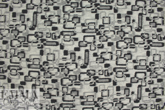Italian black/gray mod graphic textured wool fleece 1 yard