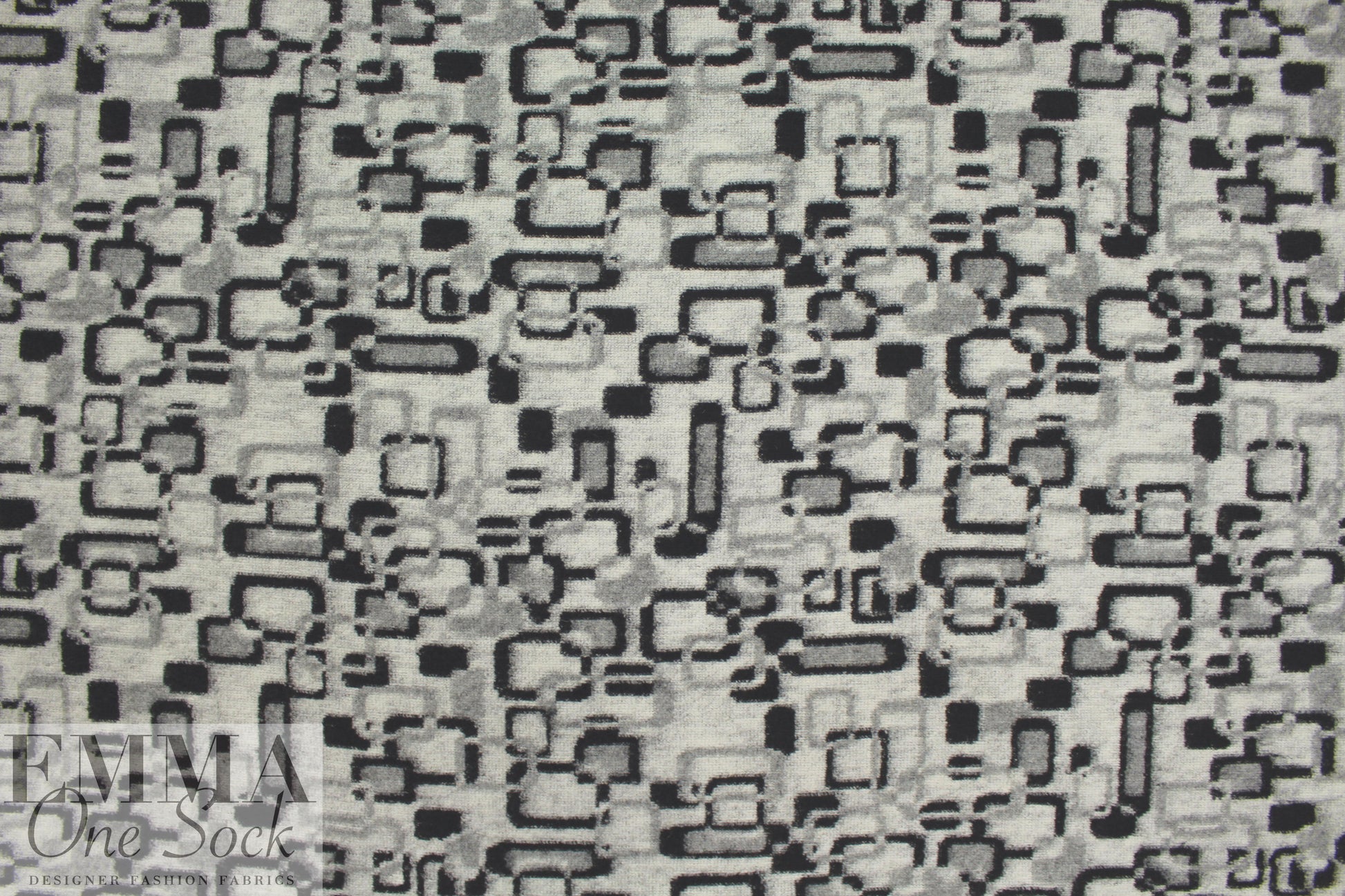Italian black/gray mod graphic textured wool fleece 2 yd
