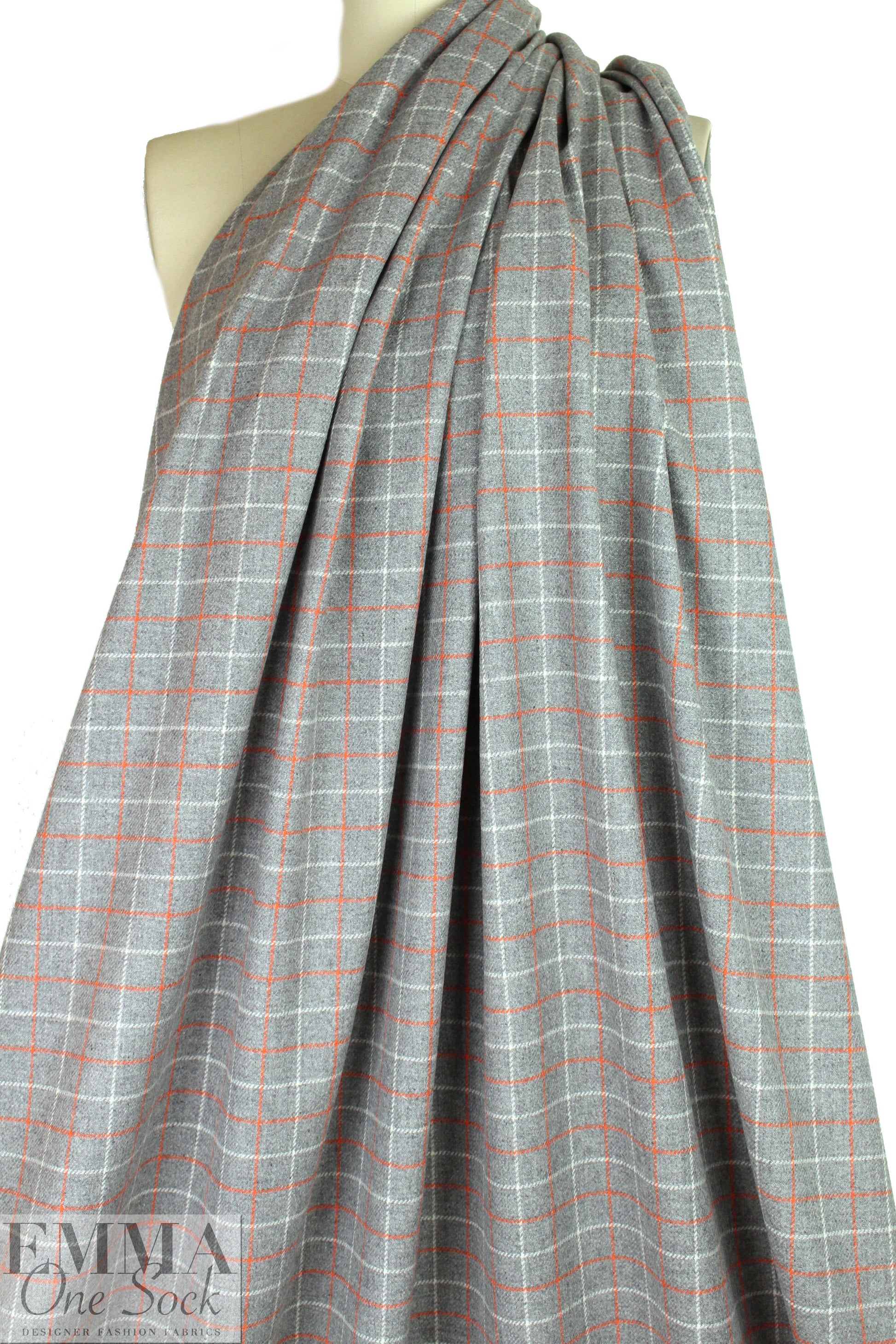 Rag and B0ne gray/tangerine plaid wool suiting