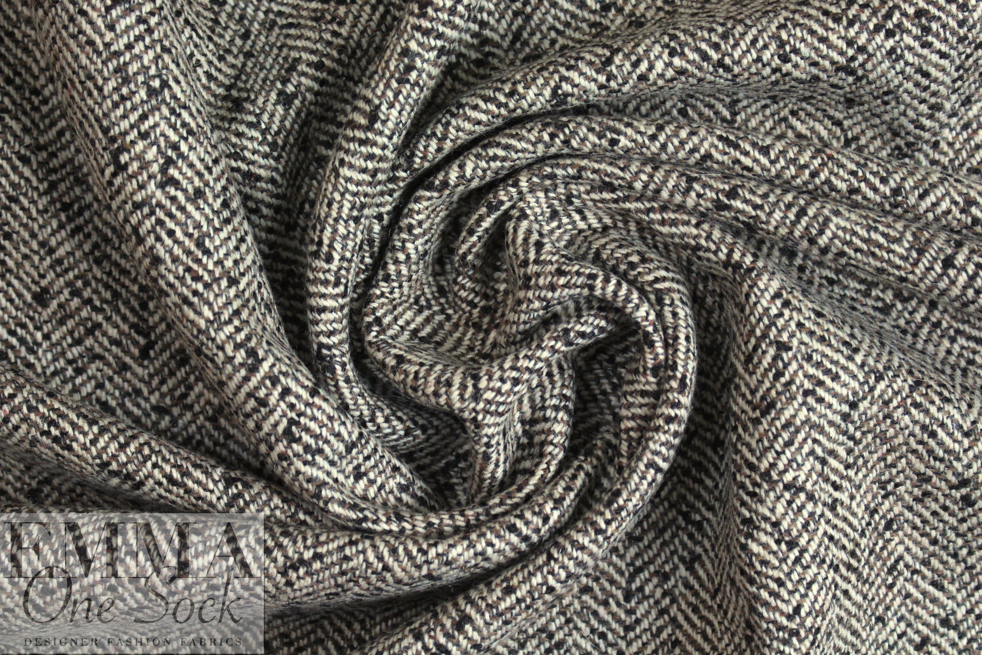 Italian earth tones wool blend herringbone woven 2.5 yd