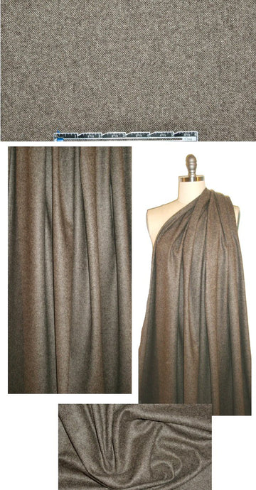 Italian espresso/taupe wool blend stretch herringbone 1.25 yds