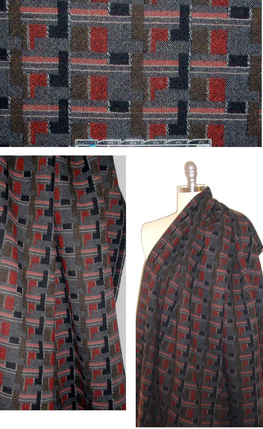 Italian double weave wool jacquard coating