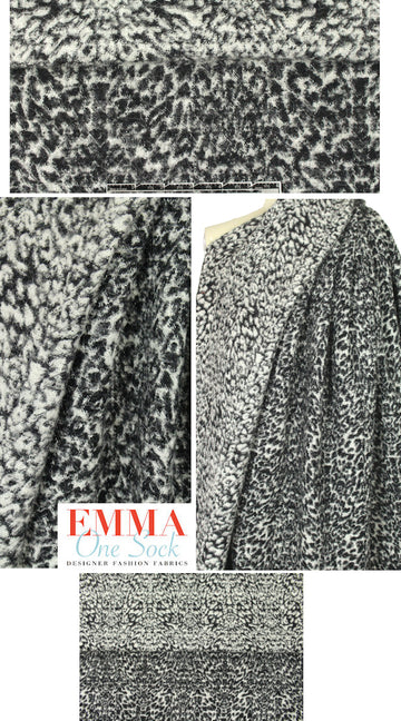 Italian cheetah-inspired wool jacquard - black/winter white