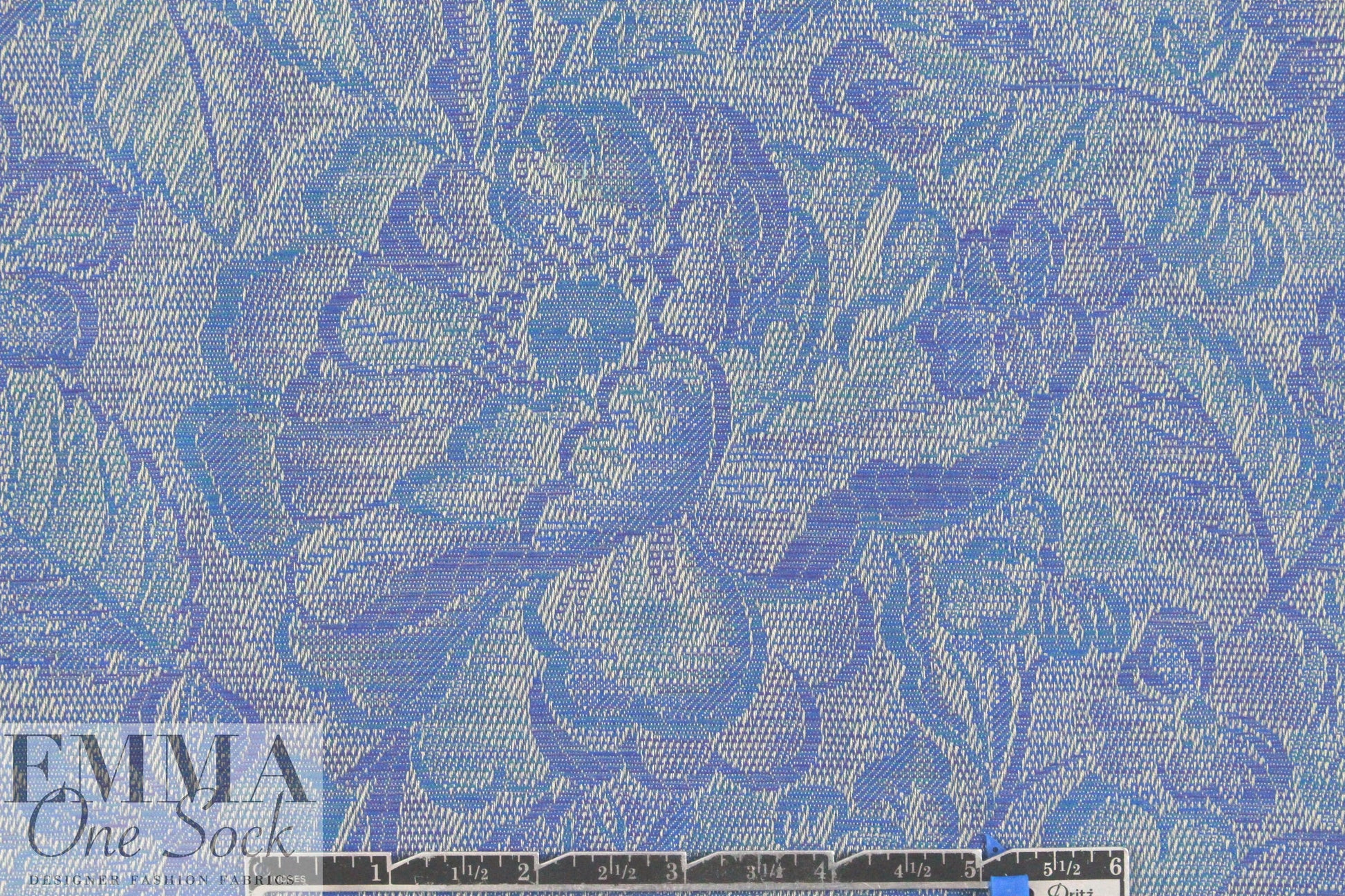 Italian flowery blues all-wool jacquard weave