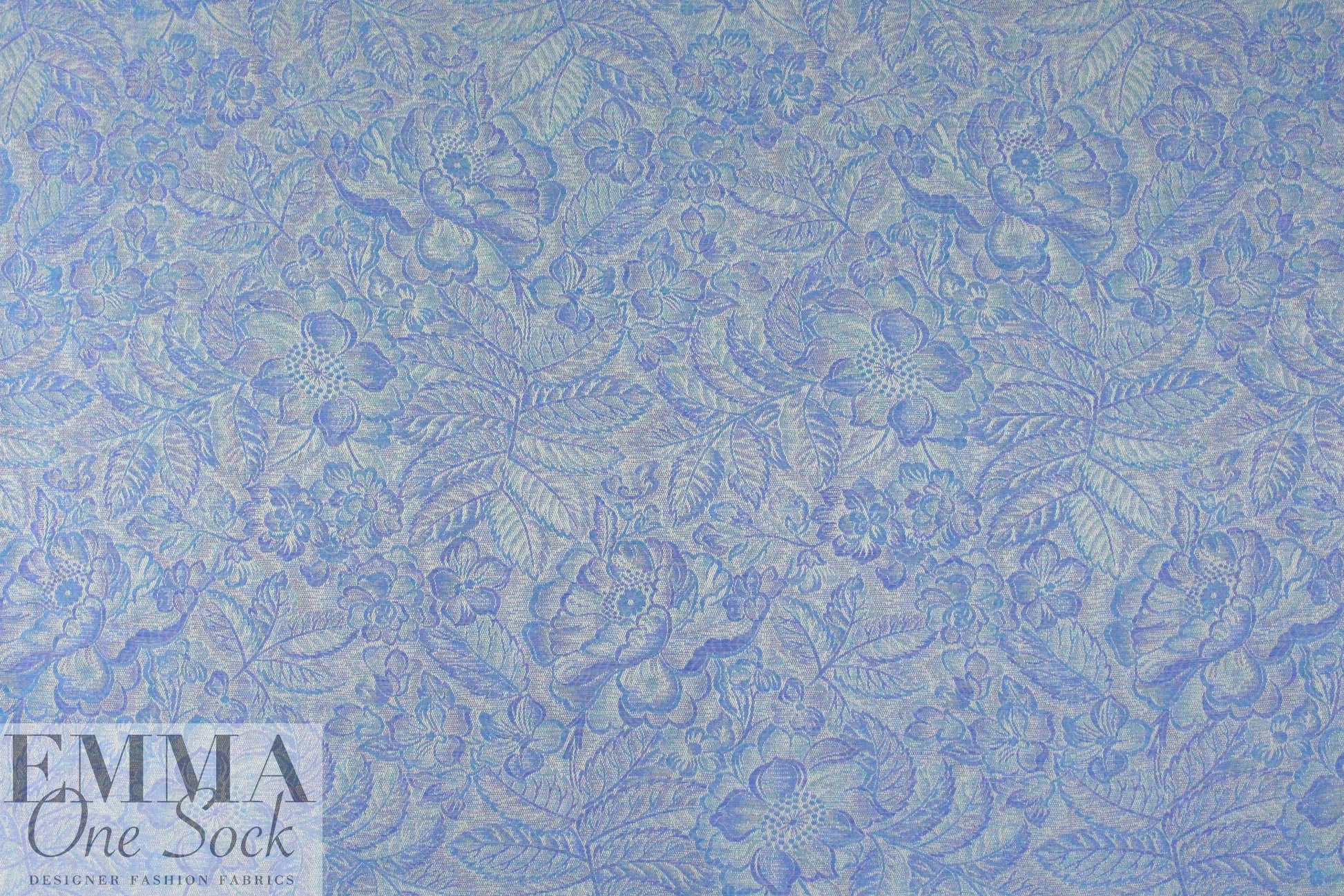 Italian flowery blues all-wool jacquard weave