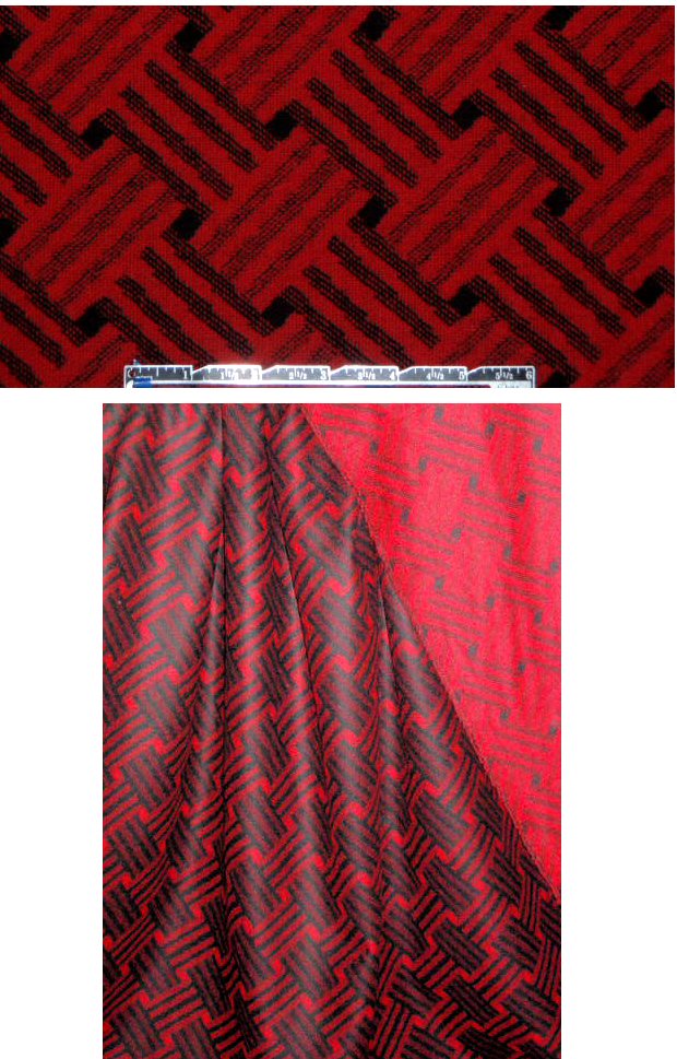 Italian wool black/red jacquard suiting/coating