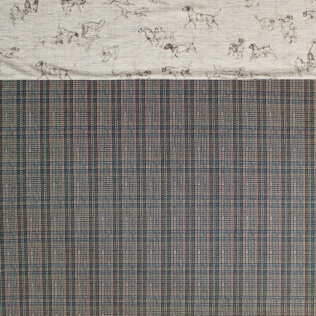 Bur6erry 'hounds and houndstooth' wool/spandex jersey 1 yard