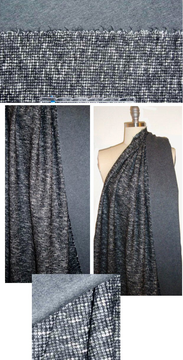 Italian wool/lycra doubleface knit - waffle/gray