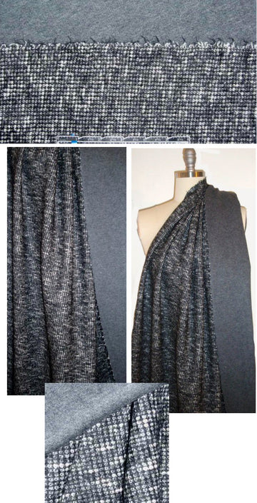 Italian wool/lycra doubleface knit - waffle/gray