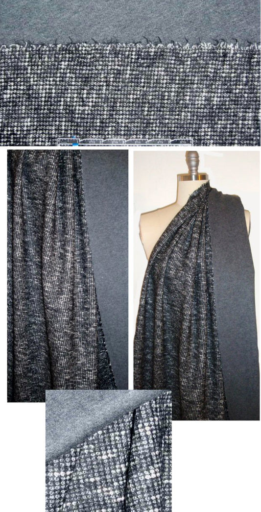 Italian wool/lycra doubleface knit - waffle/gray