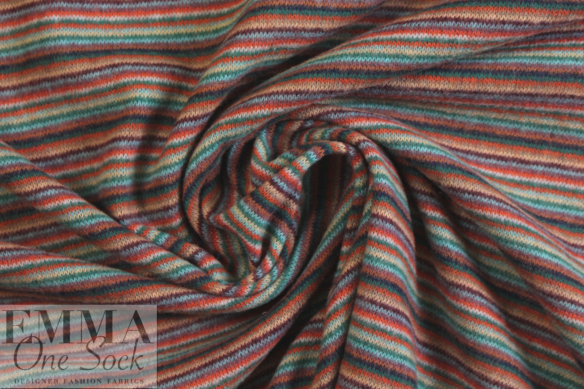 Italian wool blend, yarn-dyed autumn tones stripe sweater