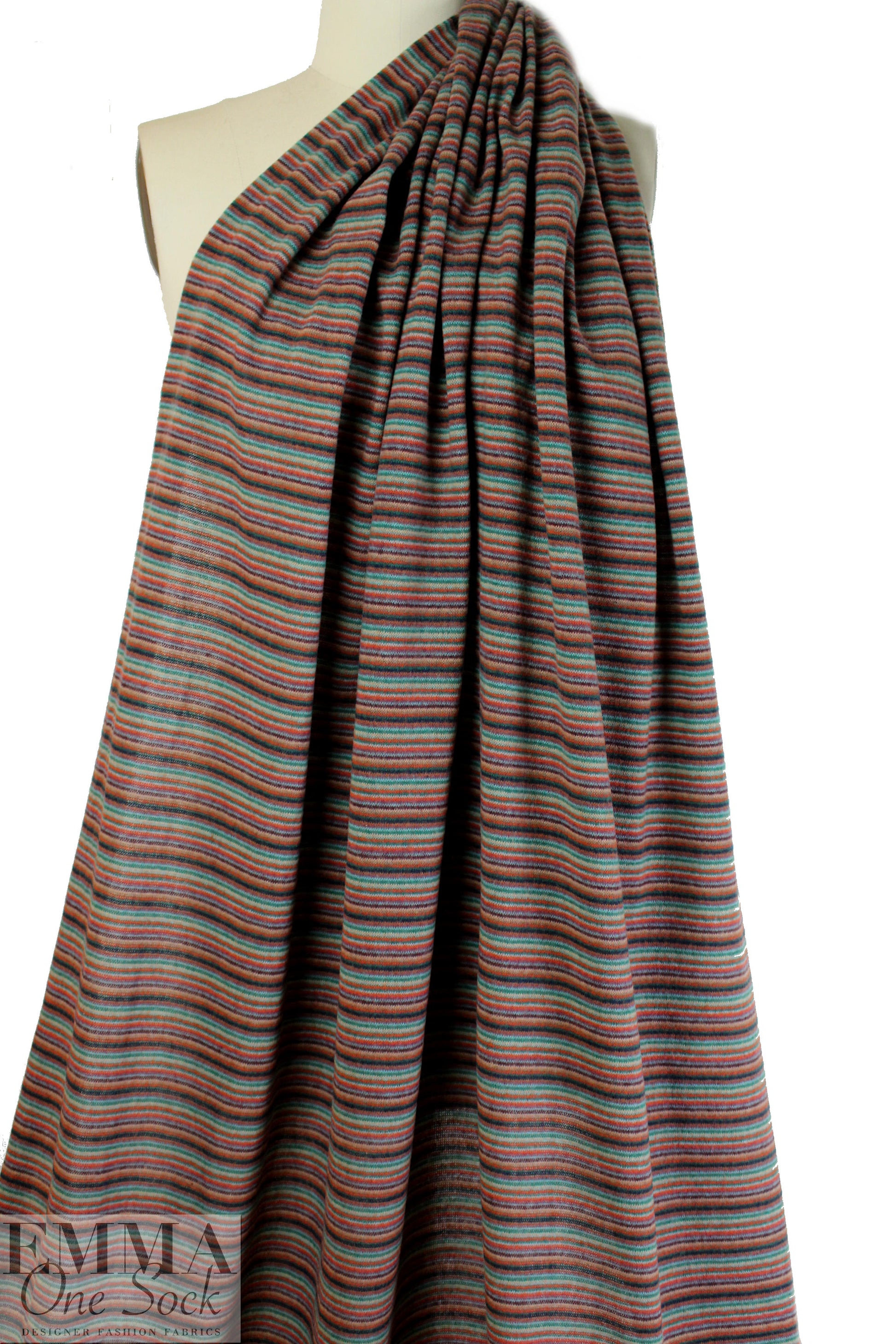 Italian wool blend, yarn-dyed autumn tones stripe sweater