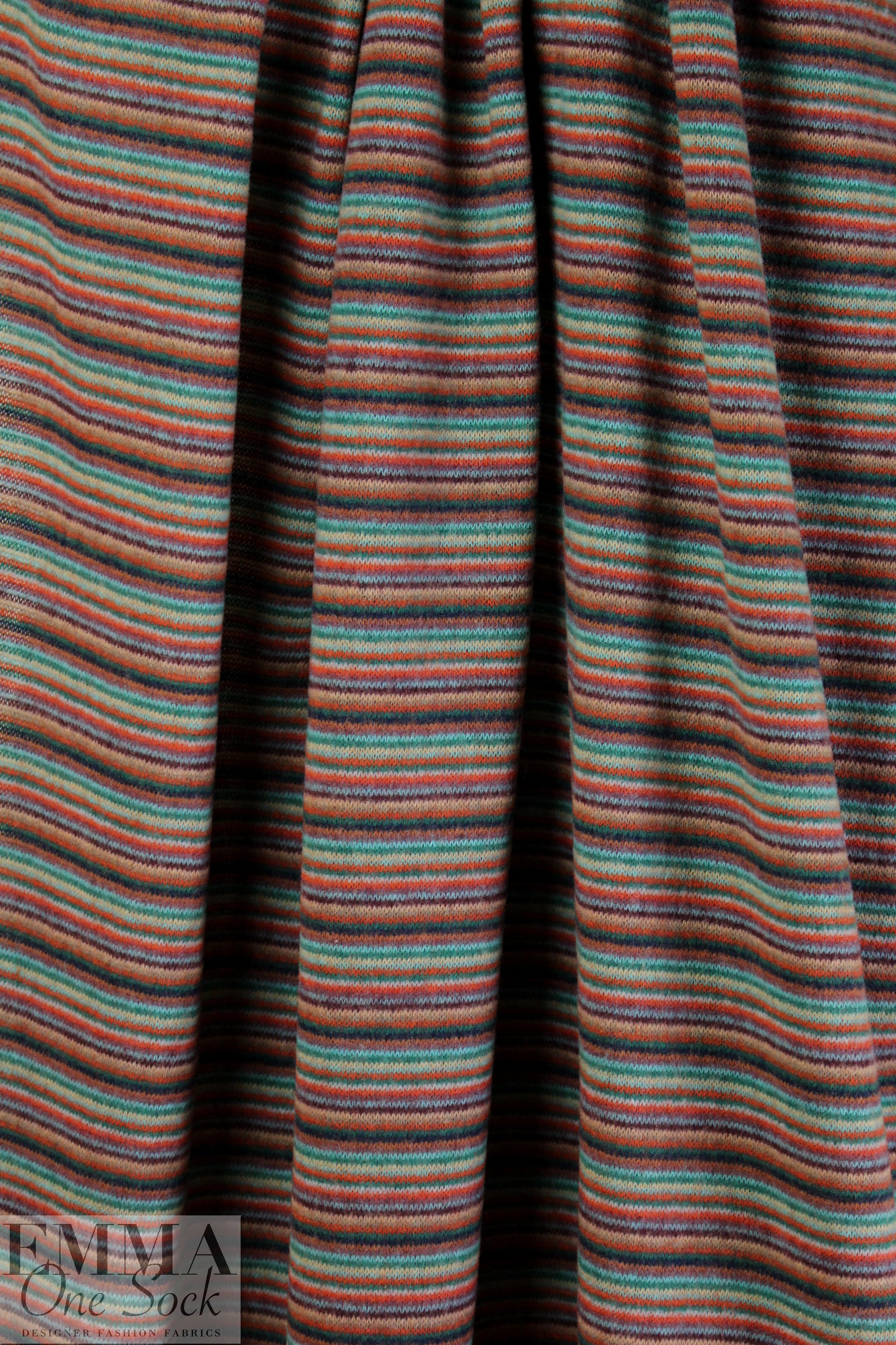 Italian wool blend, yarn-dyed autumn tones stripe sweater