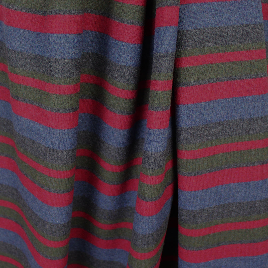 Gall0 wool stripe double cloth sweater knit- currant/storm/olive