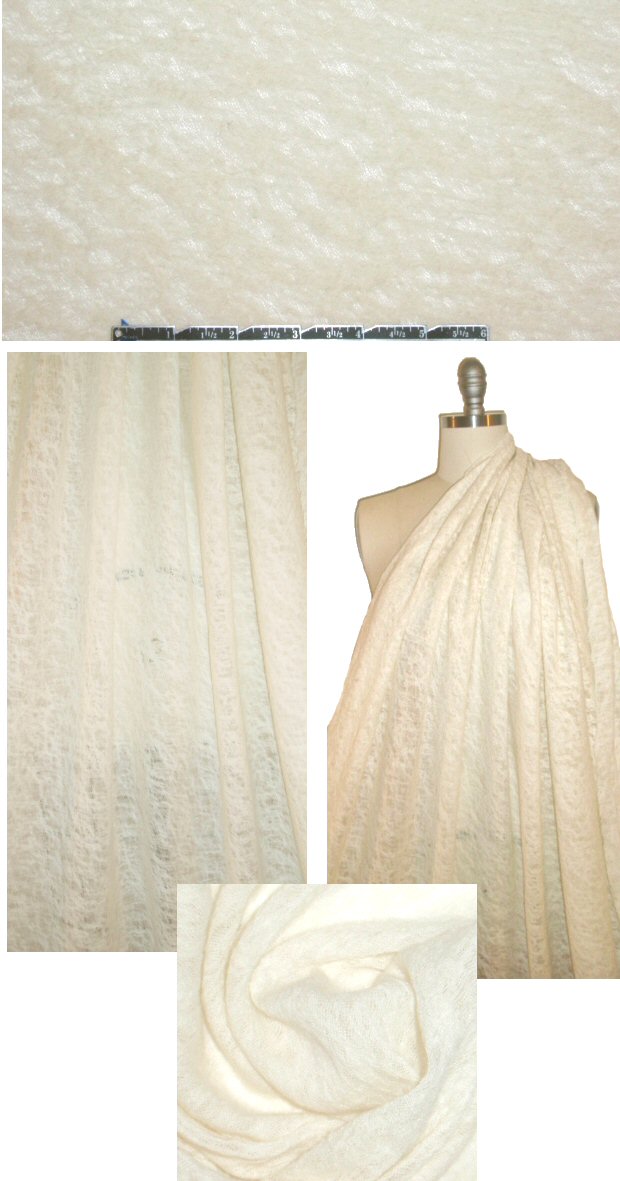 textured 100% wool gauze sweater knit - ivory 1.5 yd