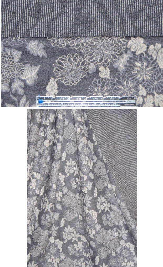 Italian wool doubleknit - floral stripe reversible
