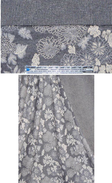 Italian wool doubleknit - floral stripe reversible .875 yds