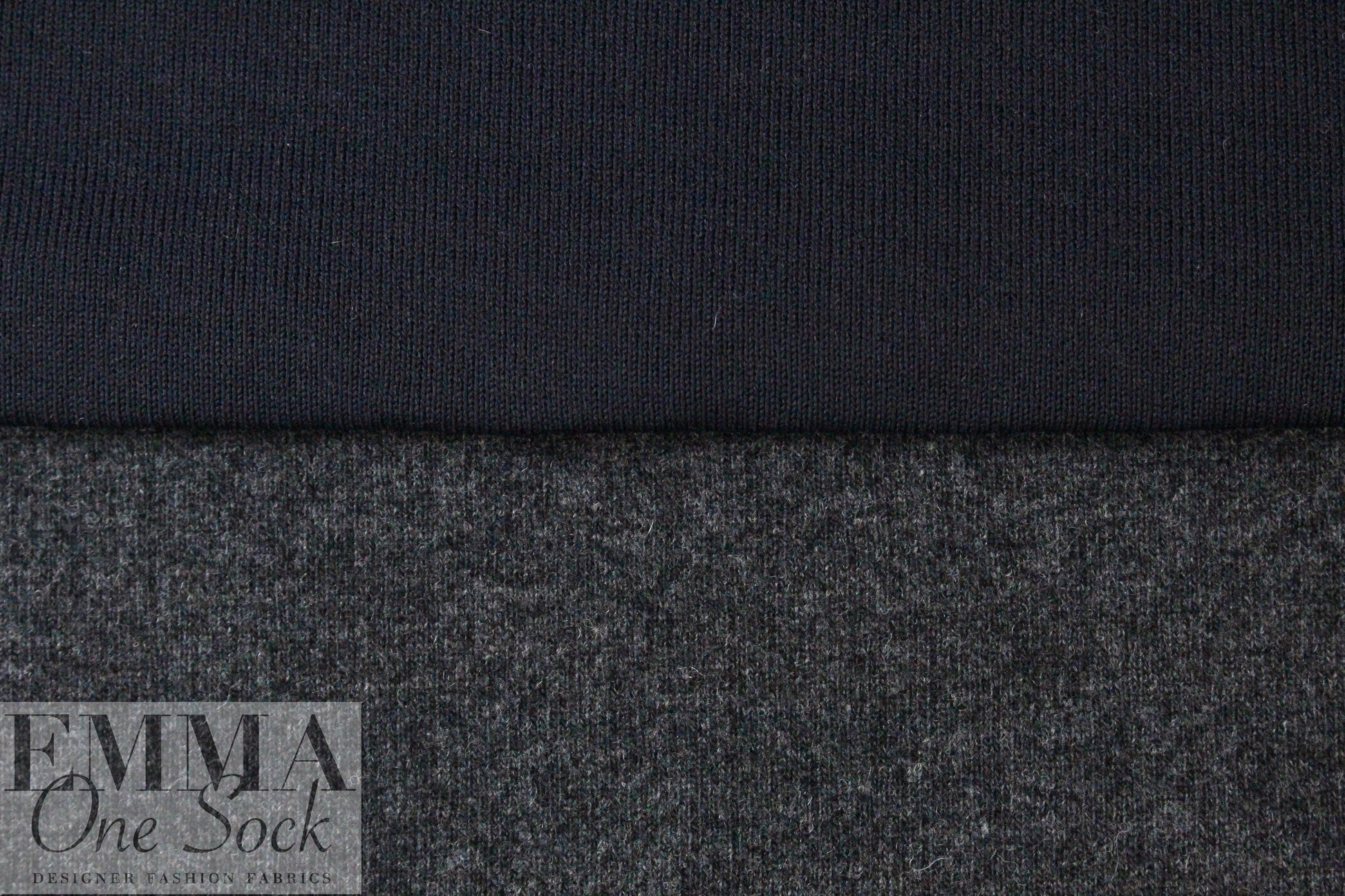 CA designer two-sided wool/jersey knit - charcoal/midnight