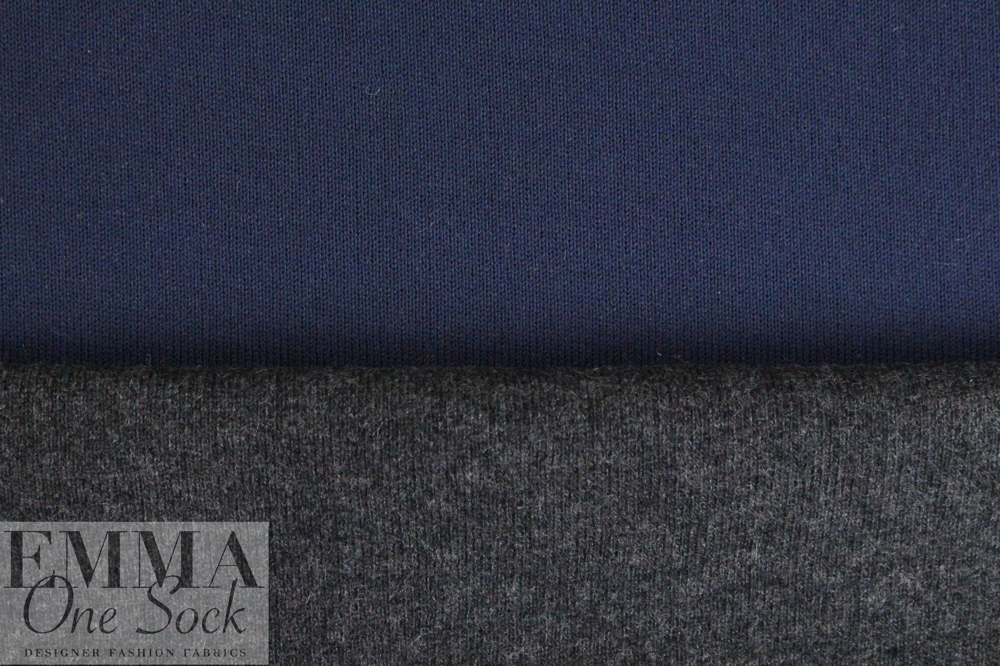 CA designer two-sided wool/jersey knit - charcoal/navy