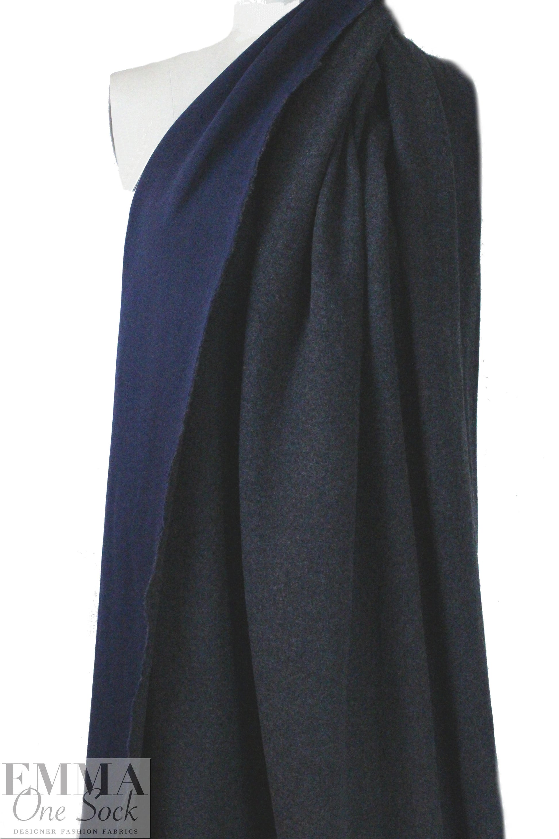 CA designer two-sided wool/jersey knit - charcoal/navy