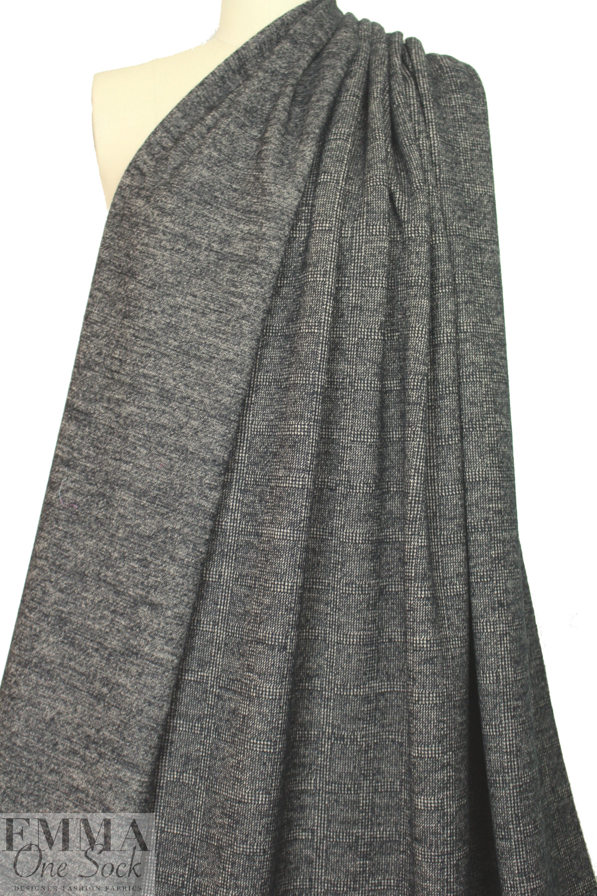 Italian yarn dyed plaid wool blend sweater knit