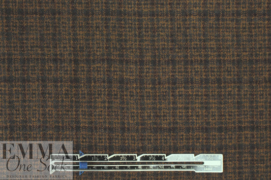 Italian bluestone/butterscotch plaid virgin wool doubleknit