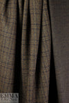 Italian bluestone/butterscotch plaid virgin wool doubleknit