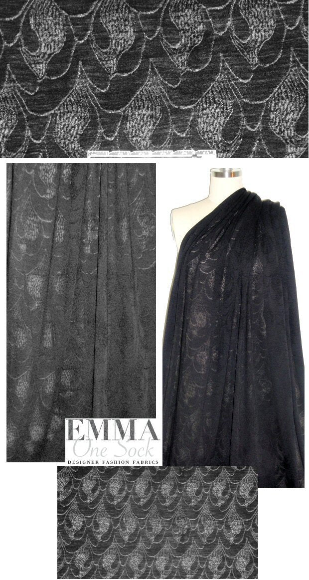 Italian wool blend 'drop stitch' design knit - black 1.5 yd