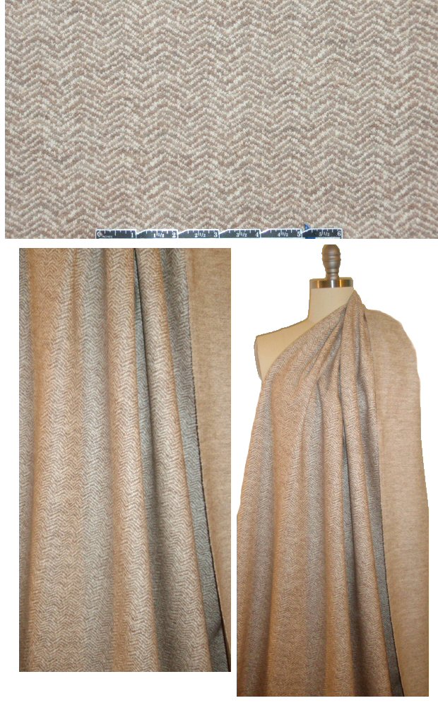 Italian herringbone tweed doubleknit - sesame/cream 1.5 yds