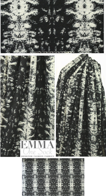 Italian black/winter white rorschach wool blend sweater knit 1.75 yd