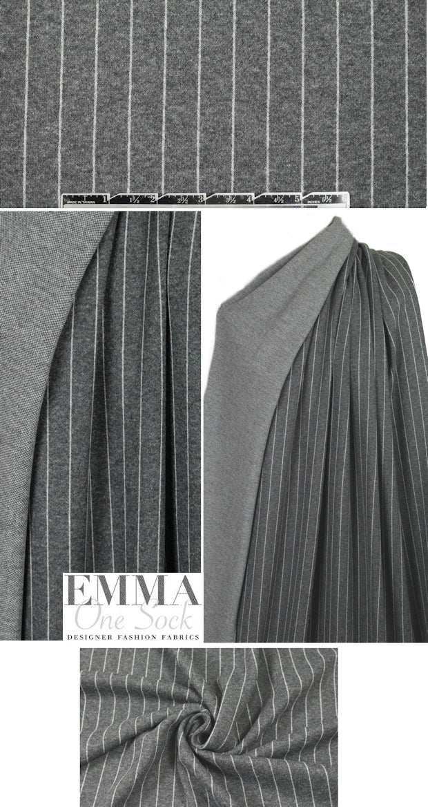 Italian wool blend pinstripe sweatery doubleknit 1.125 yd