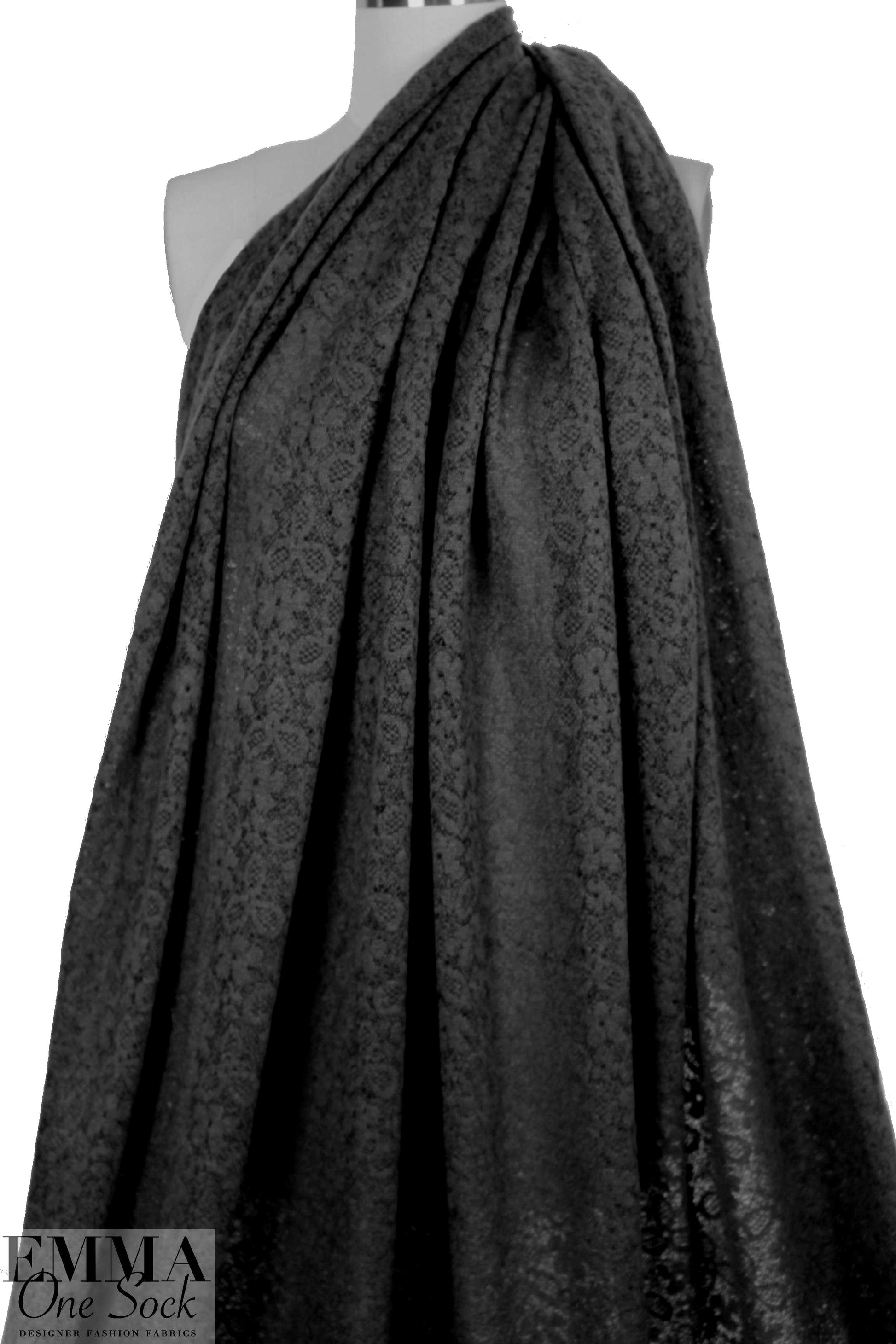 NY designer wool blend sweater lace - black 2.25 yd