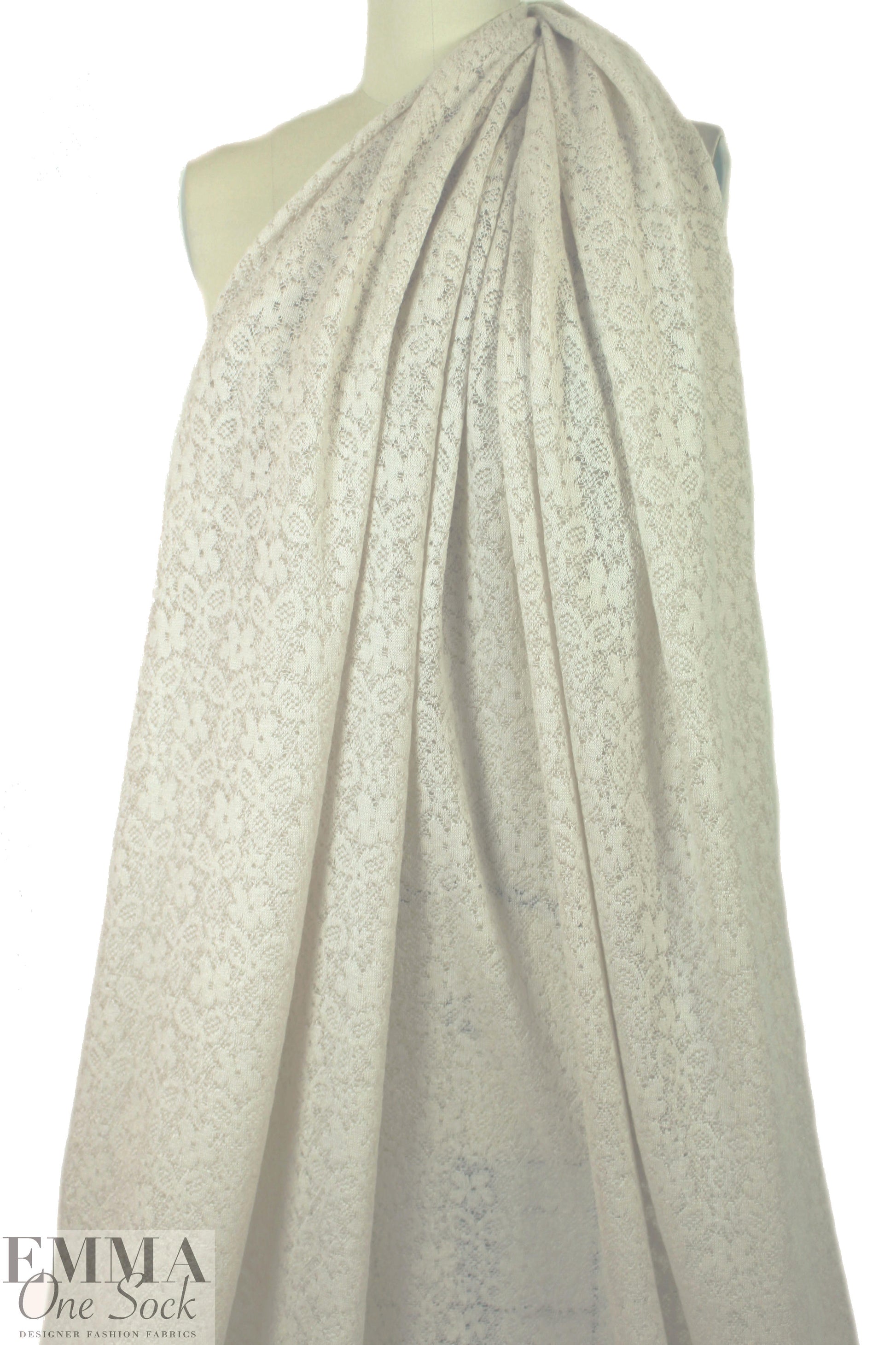 NY designer wool blend sweater lace - antique white